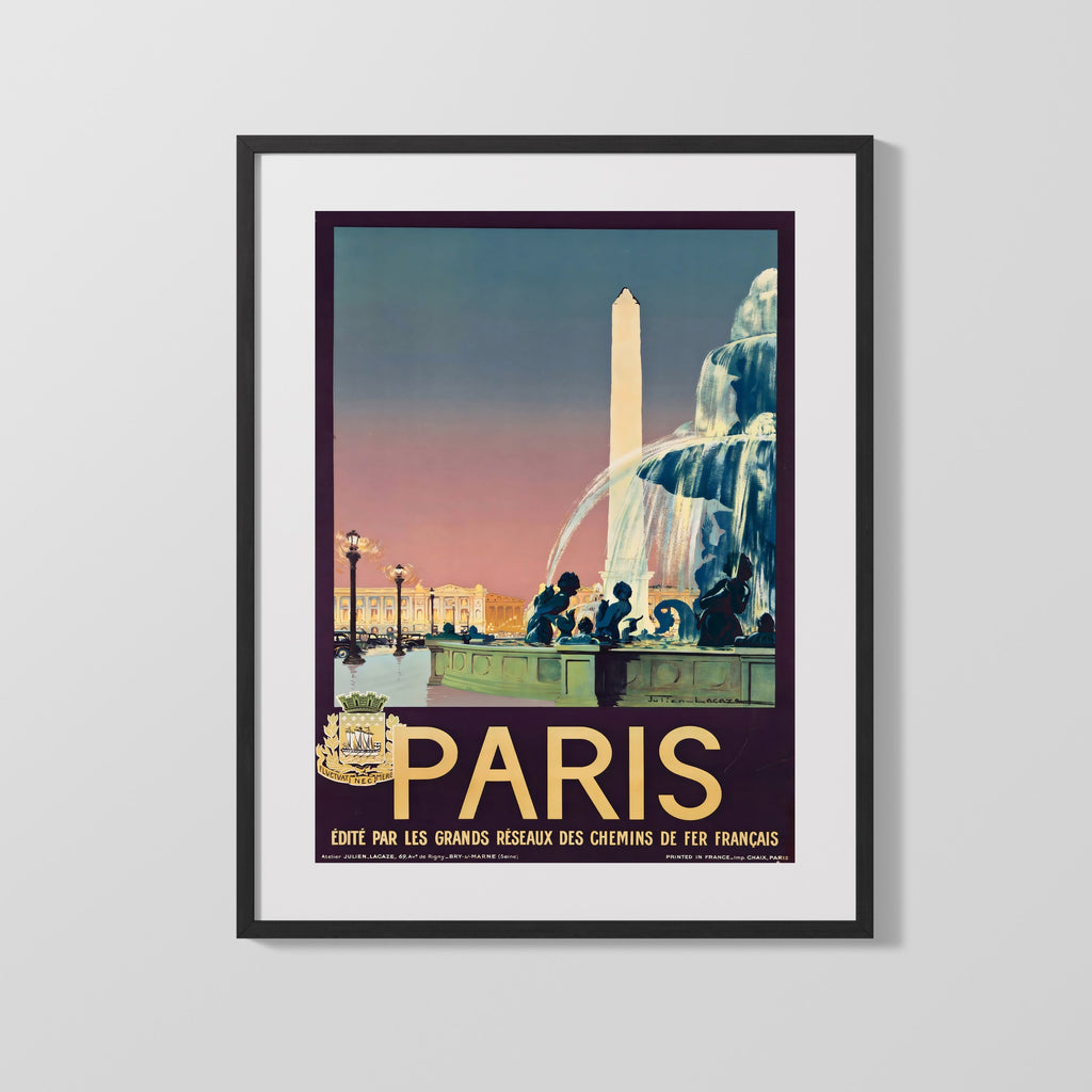 Classic Travel Poster - Paris - Montmartre Travel Vintage Framed Prints Gallery Frame 16x20