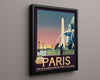 Classic Travel Poster - Paris - Montmartre Travel Vintage Framed Prints Floating Canvas 16x20