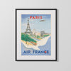 Classic Travel Poster - Paris - Skyline Travel Vintage Framed Prints Gallery Frame 16x20
