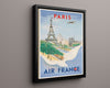 Classic Travel Poster - Paris - Skyline Travel Vintage Framed Prints Floating Canvas 16x20
