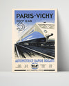 Classic Travel Poster - Paris Vichy - Bugatti Train Travel Vintage Framed Prints Poster 16x20