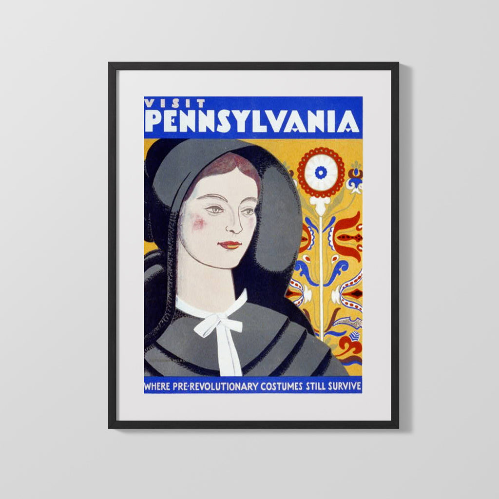 Classic Travel Poster - Pennsylvania - Amish Country Travel Vintage Framed Prints Gallery Frame 16x20