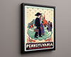 Classic Travel Poster - Pennsylvania - Red Schoolhouse Travel Vintage Framed Prints Floating Canvas 16x20