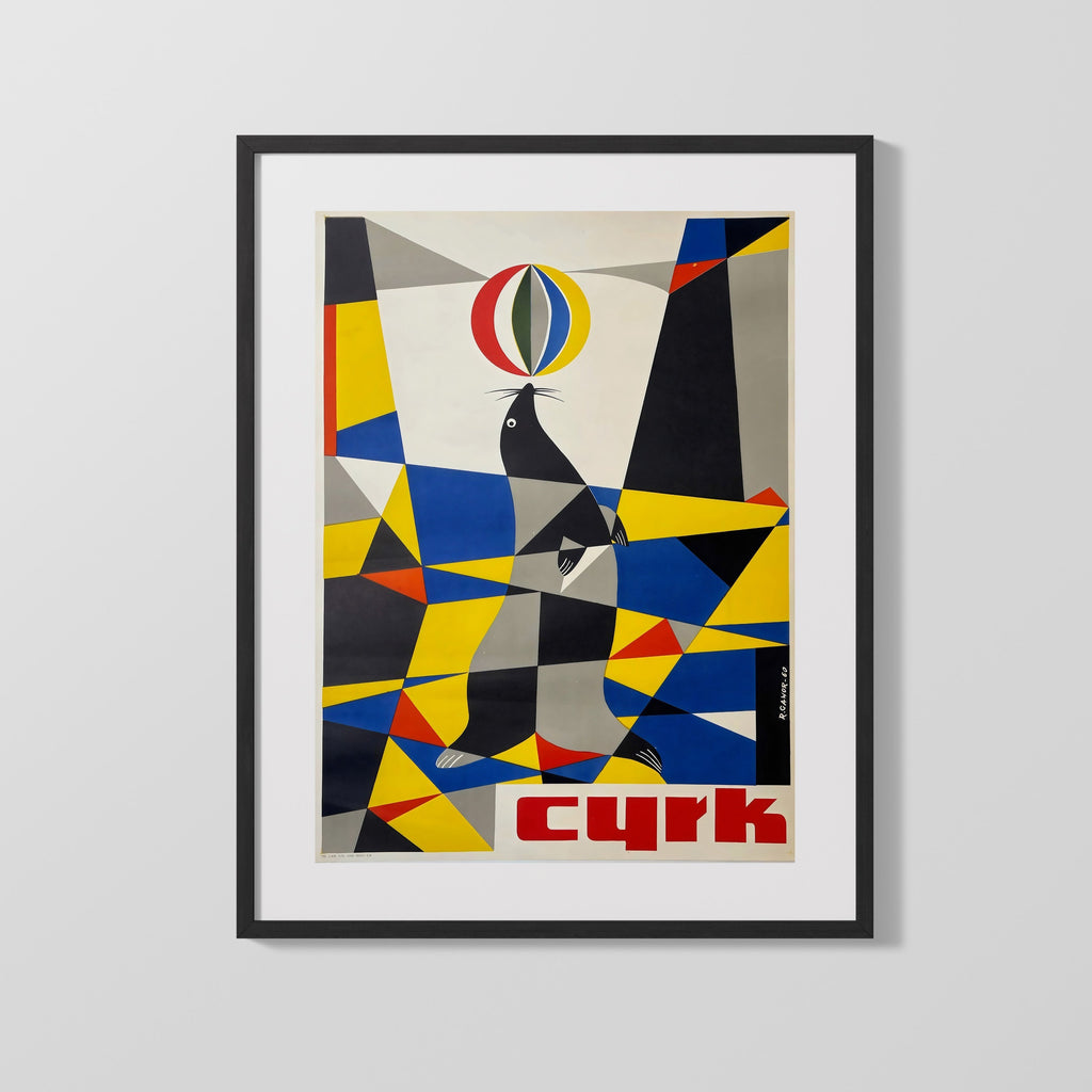 Classic Travel Poster - Poland - Cyrk Seal Travel Vintage Framed Prints Gallery Frame 16x20