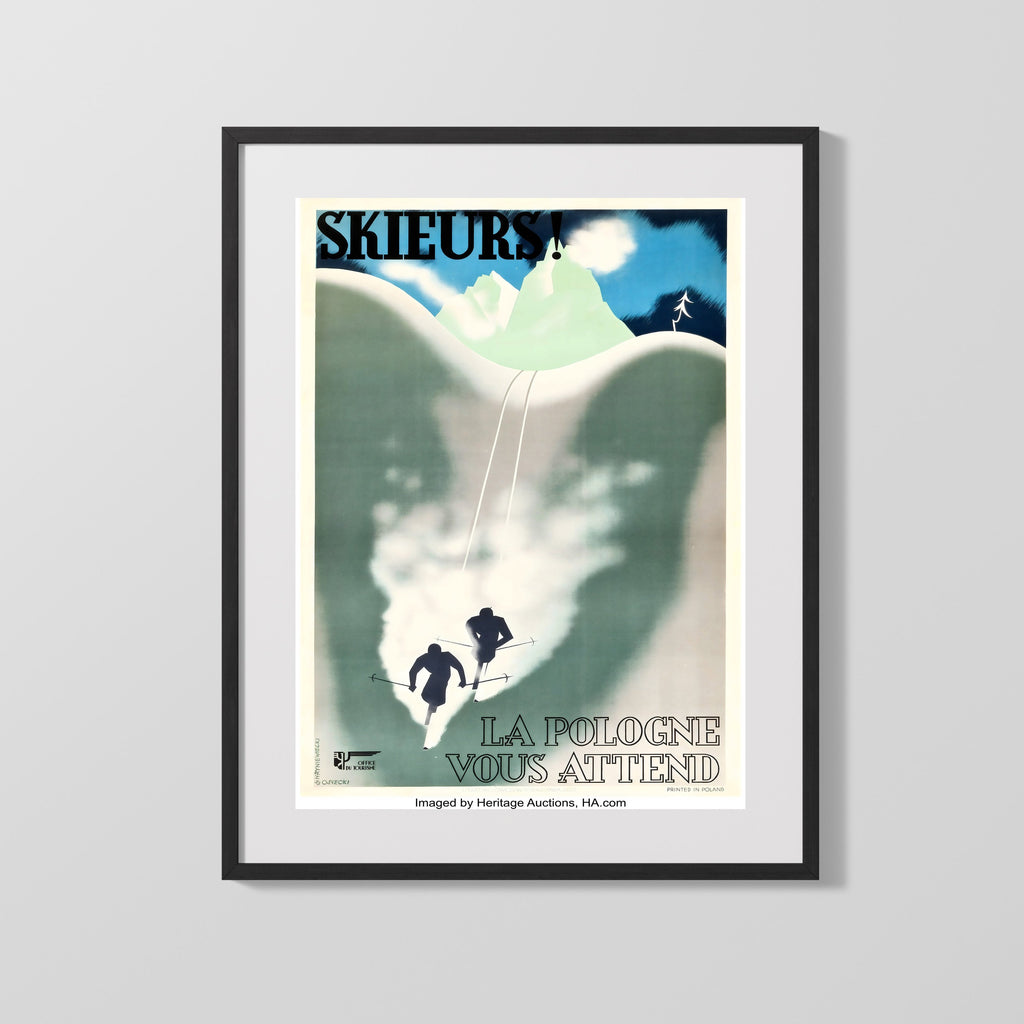 Classic Travel Poster - Poland - Skiing Travel Vintage Framed Prints Gallery Frame 16x20