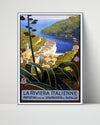 Classic Travel Poster - Portofino - Italian Riviera Travel Vintage Framed Prints Poster 16x20