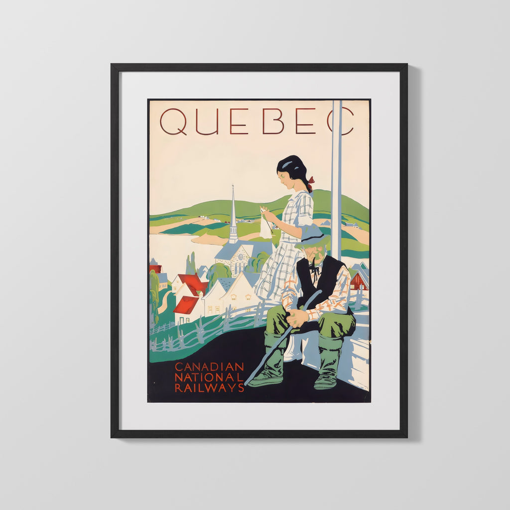 Classic Travel Poster - Quebec - Canadian National Railways Travel Vintage Framed Prints Gallery Frame 16x20