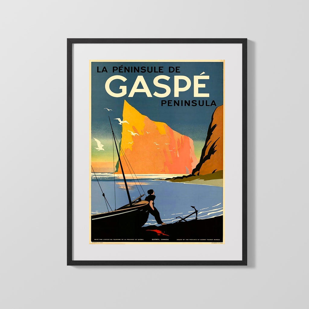 Classic Travel Poster - Quebec - Gaspe Peninsula Travel Vintage Framed Prints Gallery Frame 16x20
