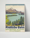Classic Travel Poster - Rhatische Bahn - Switzerland Travel Vintage Framed Prints Poster 16x20
