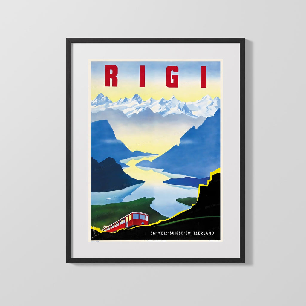 Classic Travel Poster - Rigi - Switzerland Scenic Alps Travel Vintage Framed Prints Gallery Frame 16x20