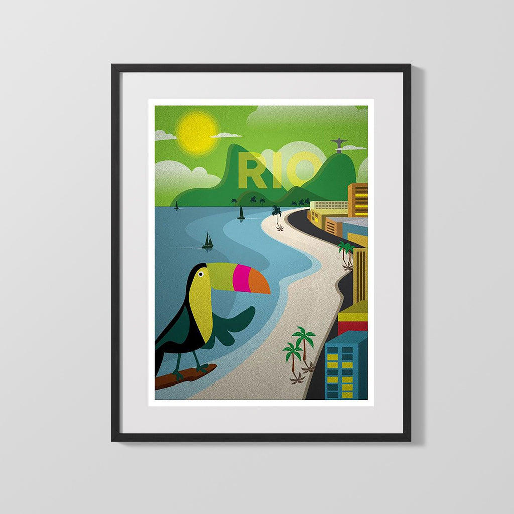 Classic Travel Poster - Rio - Brazil Travel Vintage Framed Prints Gallery Frame 16x20