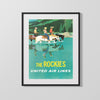 Classic Travel Poster - Rockies - United Air Lines Travel Vintage Framed Prints Gallery Frame 16x20