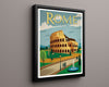 Classic Travel Poster - Rome - Colosseum Travel Vintage Framed Prints Floating Canvas 16x20