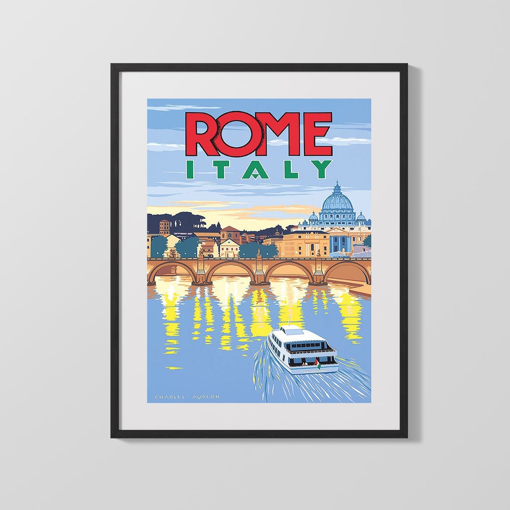 Classic Travel Poster - Rome - St Peters Basilica Travel Vintage Framed Prints Gallery Frame 16x20
