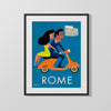 Classic Travel Poster - Rome - Vespa and Colosseum Travel Vintage Framed Prints Gallery Frame 16x20