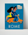 Classic Travel Poster - Rome - Vespa and Colosseum Travel Vintage Framed Prints Poster 16x20