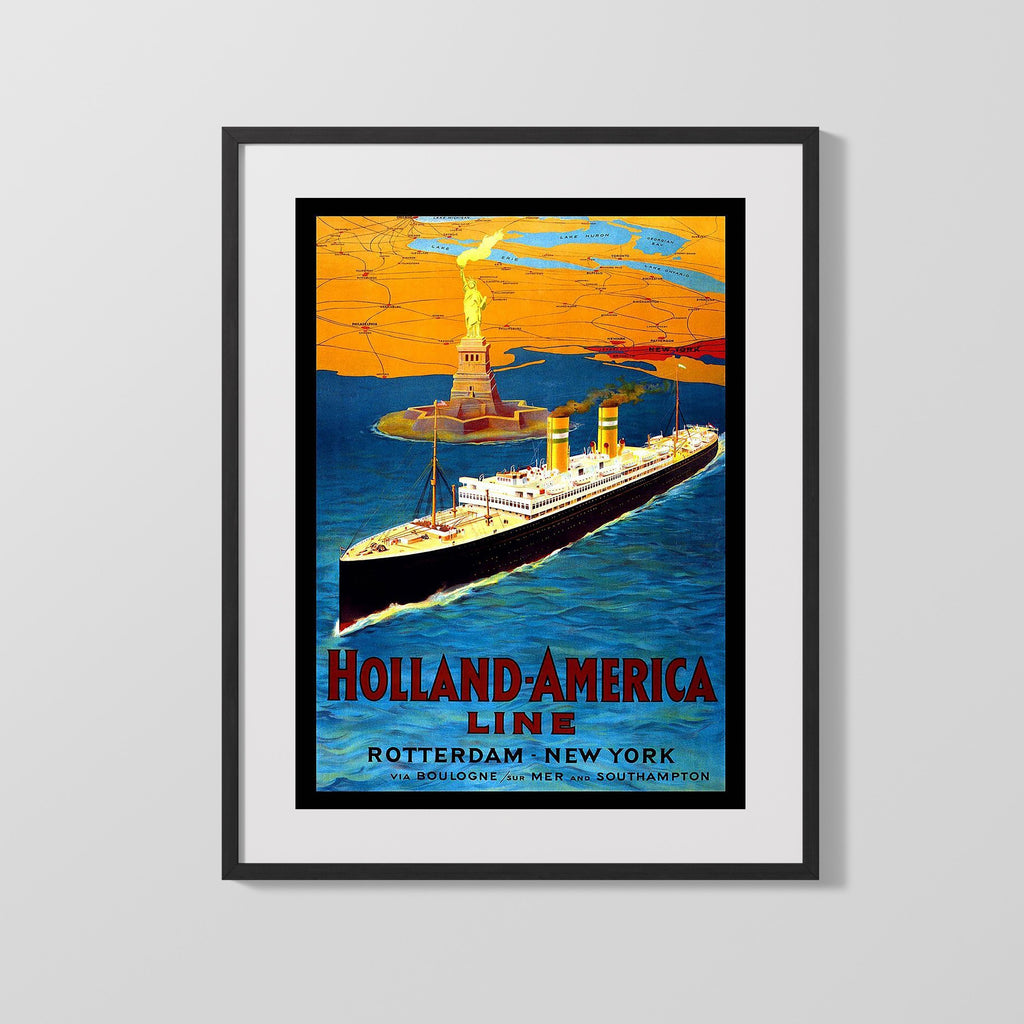 Classic Travel Poster - Rotterdam - Holland America Line (2) Travel Vintage Framed Prints Gallery Frame 16x20