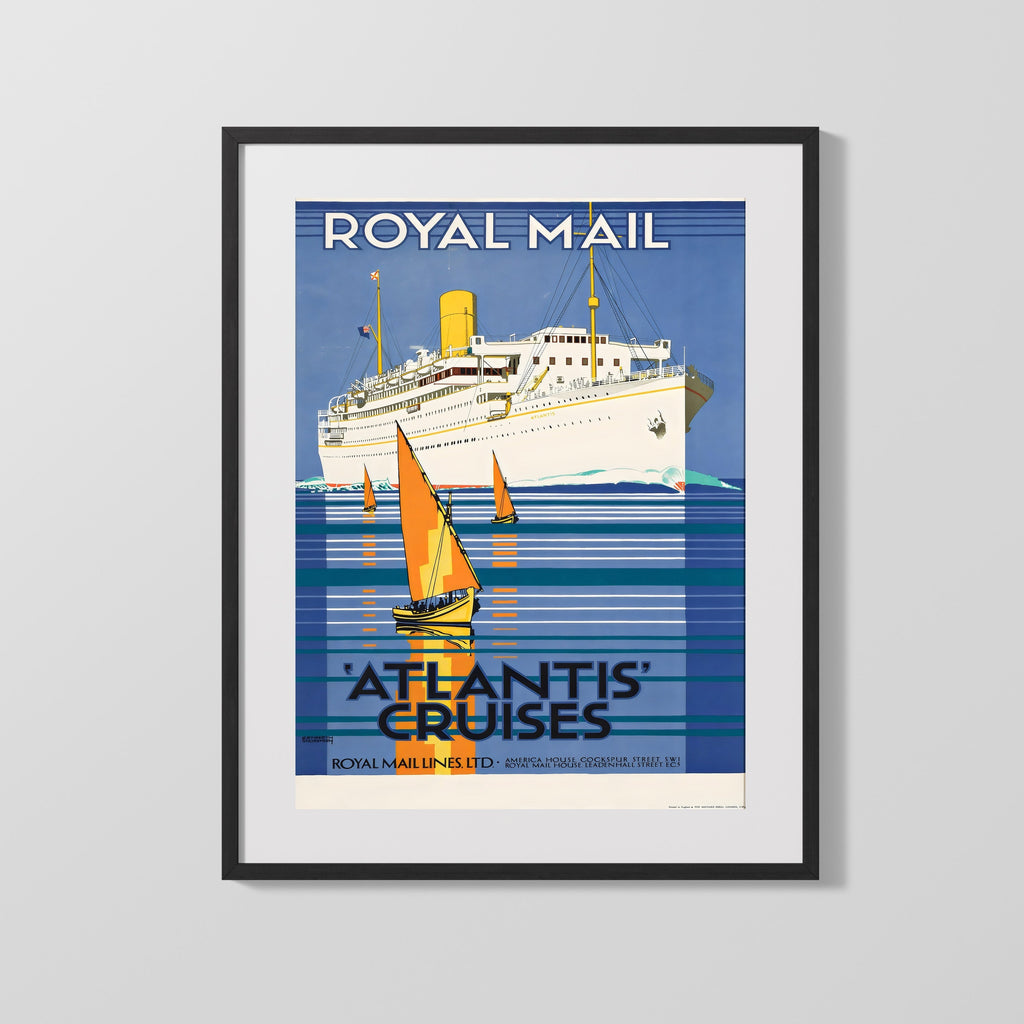 Classic Travel Poster - Royal Mail - Atlantis Cruises Travel Vintage Framed Prints Gallery Frame 16x20
