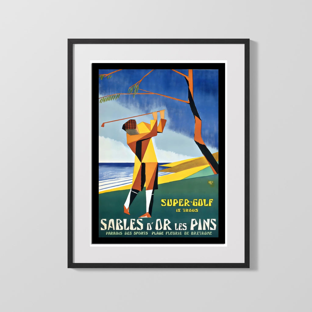 Classic Travel Poster - Sables-dOr-les-Pins - Super Golf Travel Vintage Framed Prints Gallery Frame 16x20