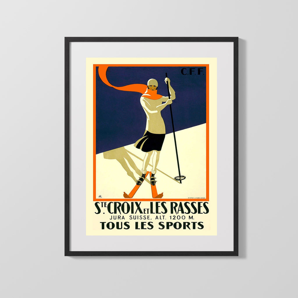 Classic Travel Poster - Sainte-Maxime - Cote dAzur Beach Travel Vintage Framed Prints Gallery Frame 16x20