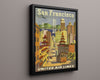 Classic Travel Poster - San - Francisco Travel Vintage Framed Prints Floating Canvas 16x20