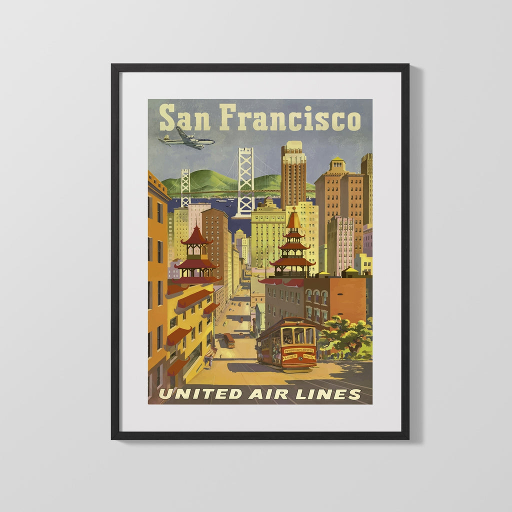 Classic Travel Poster - San - Francisco Travel Vintage Framed Prints Gallery Frame 16x20