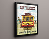 Classic Travel Poster - San Francisco - Cable Car Travel Vintage Framed Prints Floating Canvas 16x20