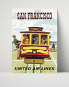 Classic Travel Poster - San Francisco - Cable Car Travel Vintage Framed Prints Poster 16x20