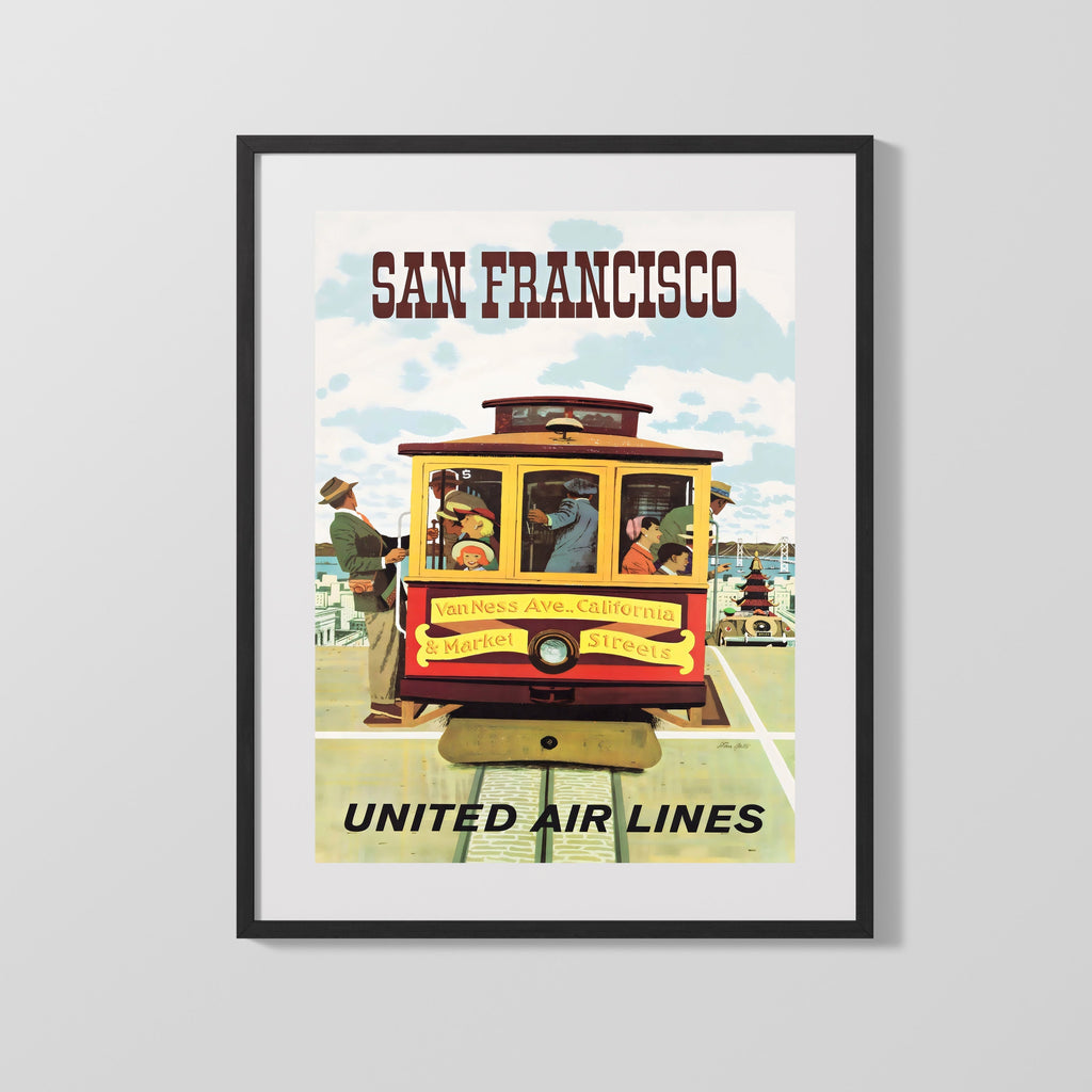 Classic Travel Poster - San Francisco - Cable Car Travel Vintage Framed Prints Gallery Frame 16x20