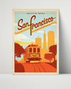 Classic Travel Poster - San Francisco - California Cable Car Travel Vintage Framed Prints Poster 16x20