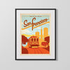 Classic Travel Poster - San Francisco - California Cable Car Travel Vintage Framed Prints Gallery Frame 16x20
