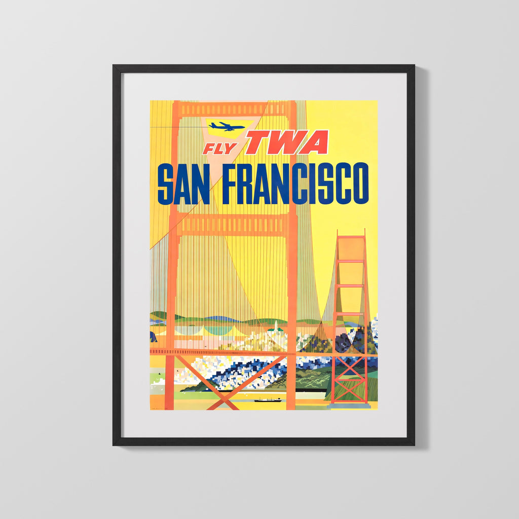 Classic Travel Poster - San Francisco - TWA Airlines Travel Vintage Framed Prints Gallery Frame 16x20