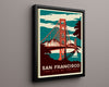 Classic Travel Poster - San Francisco - The City by the Bay Travel Vintage Framed Prints Floating Canvas 16x20