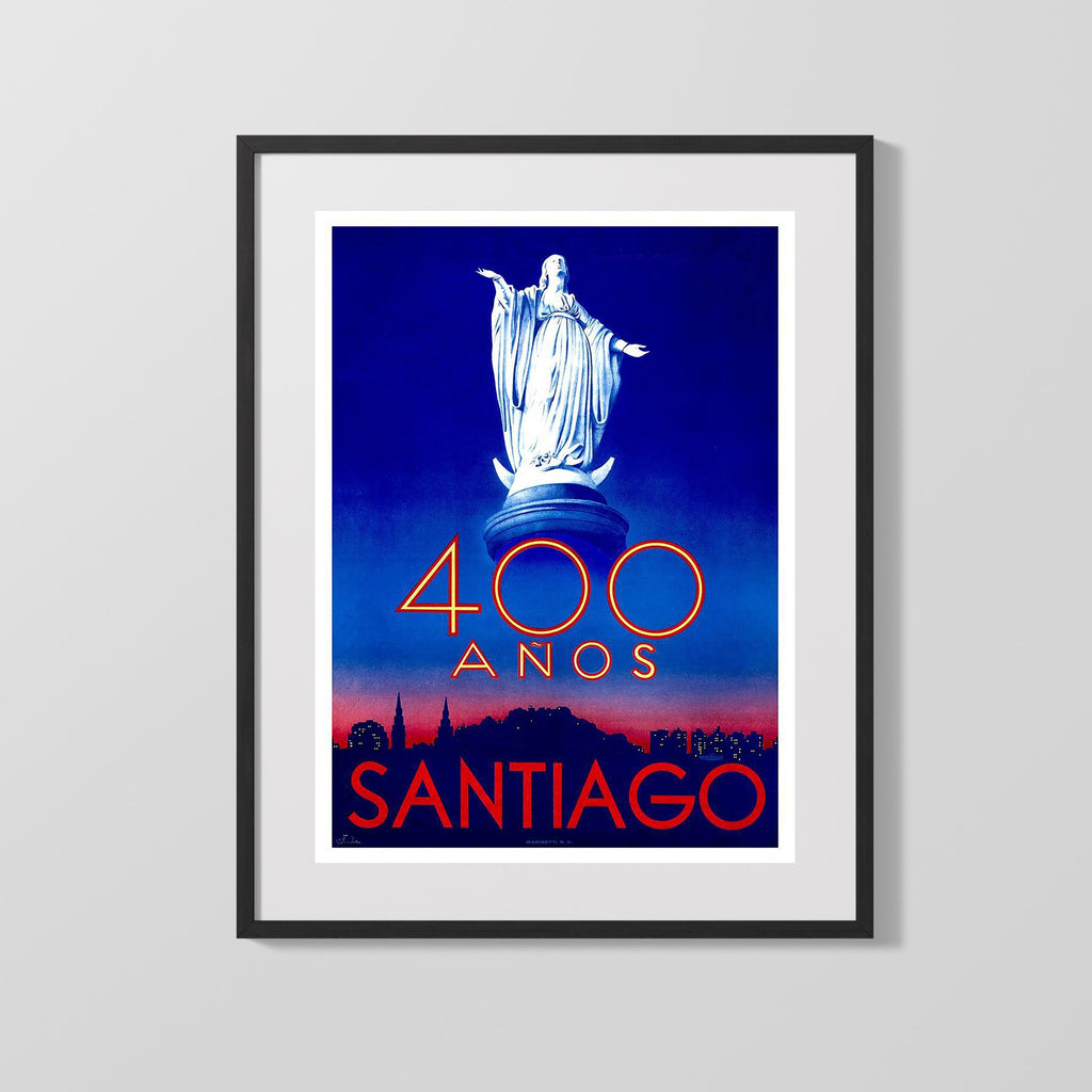 Classic Travel Poster - Santiago - Poster Travel Vintage Framed Prints Gallery Frame 16x20