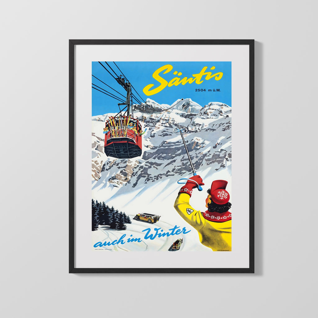 Classic Travel Poster - Santis - Switzerland Travel Vintage Framed Prints Gallery Frame 16x20