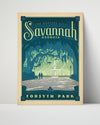 Classic Travel Poster - Savannah - Forsyth Park Travel Vintage Framed Prints Poster 16x20