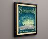 Classic Travel Poster - Savannah - Forsyth Park Travel Vintage Framed Prints Floating Canvas 16x20