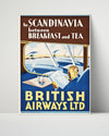Classic Travel Poster - Scandinavia - British Airways Travel Vintage Framed Prints Poster 16x20