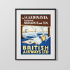 Classic Travel Poster - Scandinavia - British Airways Travel Vintage Framed Prints Gallery Frame 16x20