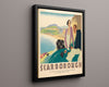 Classic Travel Poster - Scarborough - UK Travel Vintage Framed Prints Floating Canvas 16x20