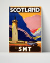 Classic Travel Poster - Scotland - SMT Bus Travel Travel Vintage Framed Prints Poster 16x20