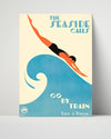 Classic Travel Poster - Seaside - Go By Train Travel Vintage Framed Prints Poster 16x20