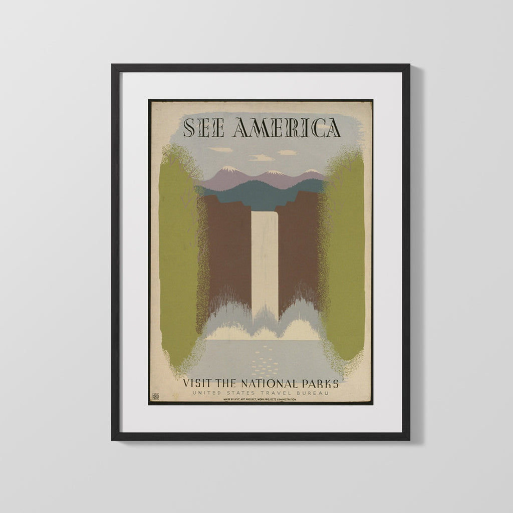 Classic Travel Poster - See America - Visit the National Parks Travel Vintage Framed Prints Gallery Frame 16x20