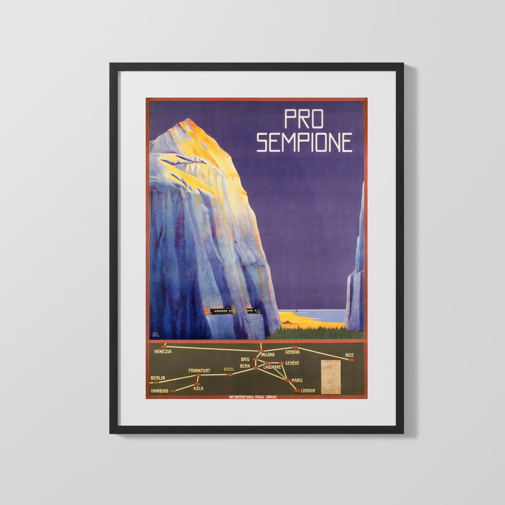 Classic Travel Poster - Simplon - Pro Sempione Travel Vintage Framed Prints Gallery Frame 16x20