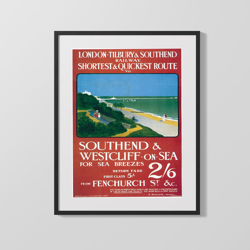Classic Travel Poster - Southend - Seaside Travel Vintage Framed Prints Gallery Frame 16x20