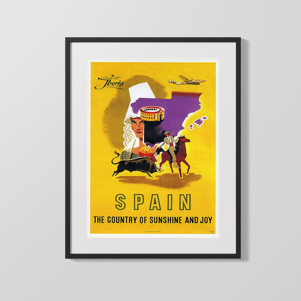 Classic Travel Poster - Spain - Iberia Bullfighting and Flamenco Travel Vintage Framed Prints Gallery Frame 16x20