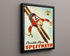 Classic Travel Poster - Splitkein - Flexible Flyer Skiing Travel Vintage Framed Prints Floating Canvas 16x20