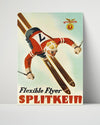 Classic Travel Poster - Splitkein - Flexible Flyer Skiing Travel Vintage Framed Prints Poster 16x20