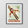 Classic Travel Poster - Splitkein - Flexible Flyer Skiing Travel Vintage Framed Prints Gallery Frame 16x20