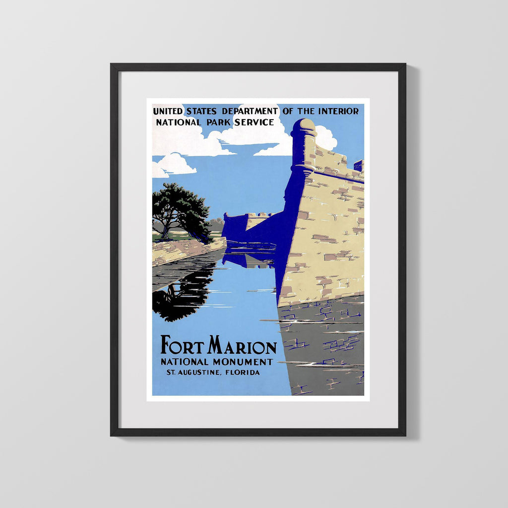 Classic Travel Poster - St Augustine - Fort Marion Alt Travel Vintage Framed Prints Gallery Frame 16x20